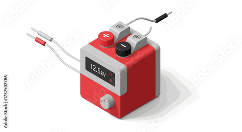 Isometric vector electrical testing device illustrating voltage measuring