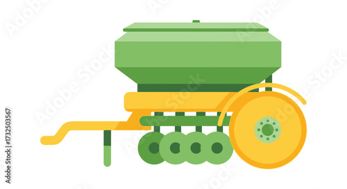 Stylized Farm Seeder Machinery Illustration on White Background