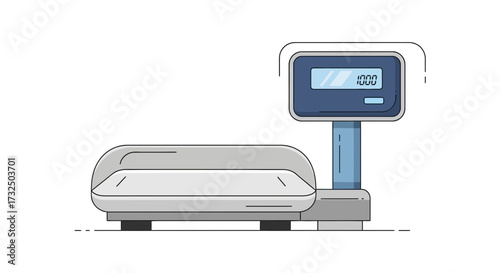 Stylized illustration of a digital weighing scale with clean lines