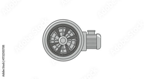 Stylized illustration of a centrifugal fan commonly used in industrial settings