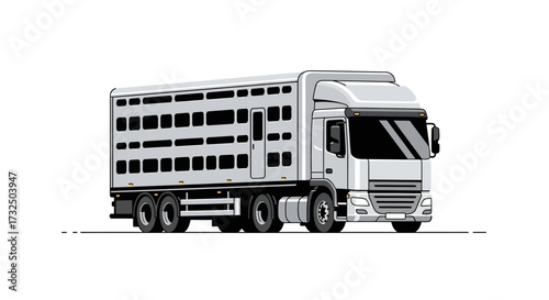 Vector illustration presenting a Livestock transportation trailer unit truck