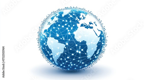 Global network concept digital world illustration with interconnected points
