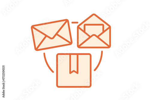 Global mail and package delivery service concept with envelopes and cardboard box representing shipping logistics and communication