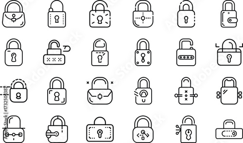 Bundle Minimal Line Icon Of A Lock Eps 17