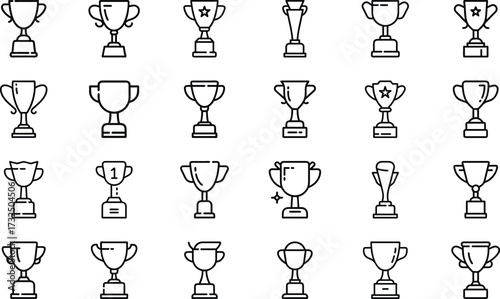 Bundle Minimal Line Icon Of A Trophy Eps 22
