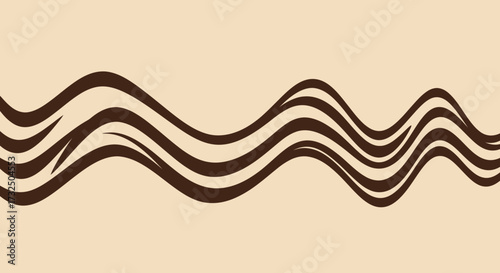 Brown, wave-like graphic elements on beige