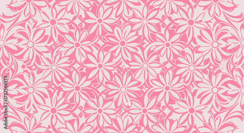 Pink-hued floral background, seamless pattern
