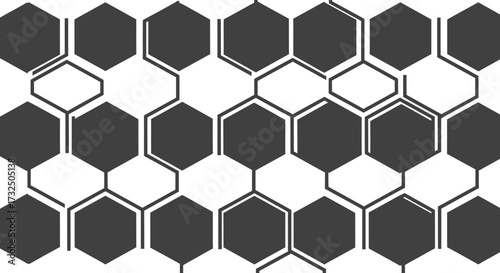 Dark gray and white interconnected hexagonal pattern