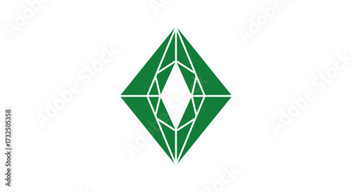 Emerald diamond with white line detail on white