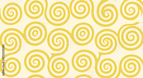 Yellow spirals pattern on cream