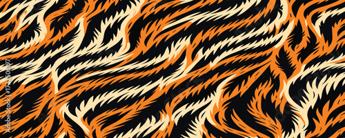 Tiger skin vectand illustration with wild striped fur texture, ideal fand seamless wallpapers, textile surfaces, and decandative tiles.