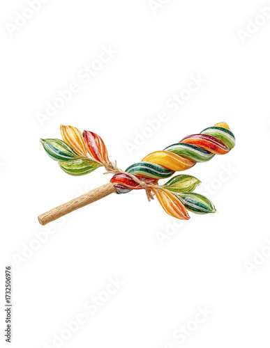 Colorful Handcrafted Sugar Candy on Transparent Background