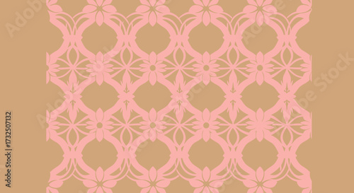 Floral lattice pattern in peach tones