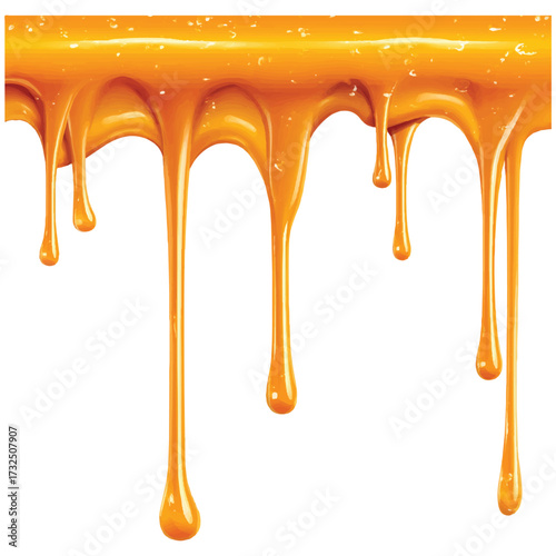 Delightful Display of Dripping Golden Liquid Evokes Tempting Sweetness Illustrating Honey Caramel or Syrup Cascading Down Displaying Viscosity Texture and Inviting Glimpse of Deliciousness Captivating