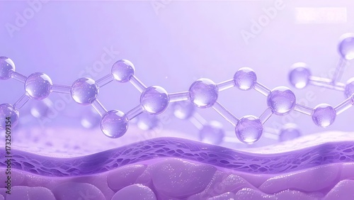 Obraz na płótnie ラベンダー分子構造体の肌表面図 3Dレンダリング