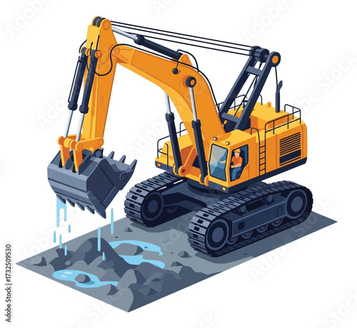  isometric construction equipment isolated on white. Heavy equipment. construction vehicle vector