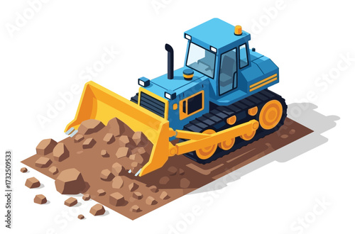  isometric construction equipment isolated on white. Heavy equipment. construction vehicle vector