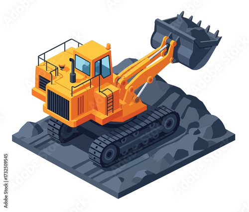  isometric construction equipment isolated on white. Heavy equipment. construction vehicle vector