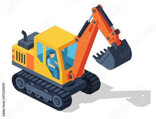  isometric construction equipment isolated on white. Heavy equipment. construction vehicle vector