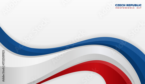 Czech republic independence day background, design element with waving ribbon flag