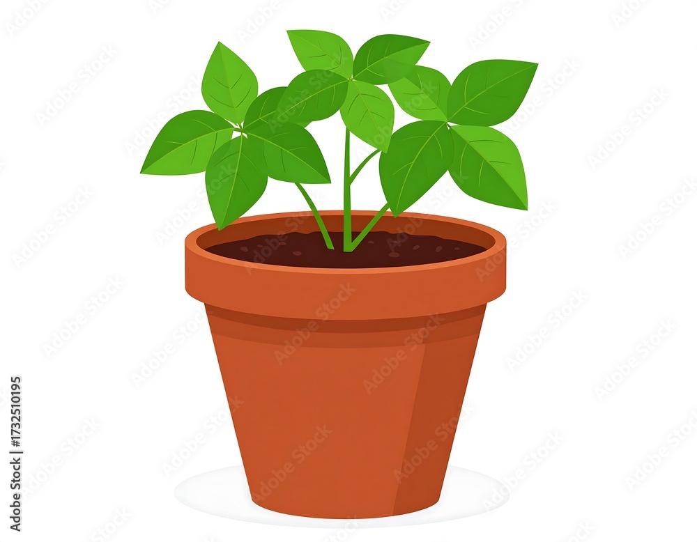 Fototapeta premium Small plant in terracotta pot