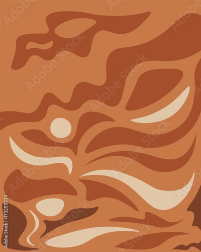 Organic fluid abstract rustic earth clay dolphin wave poster