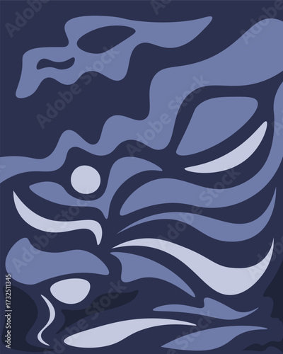 Organic fluid abstract mystic deep indigo dolphin wave poster