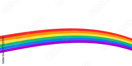 Rainbow wavy ribbon design element. LGBTQ Pride month flag. Rainbow color wave background template shape for banner, poster, flyer, brochure, booklet, cover. Vector illustration backdrop