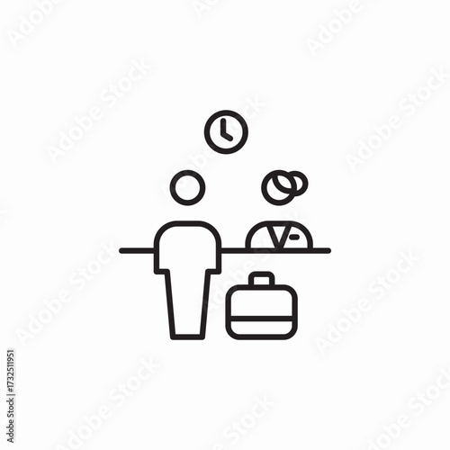 female receptionist check in icon sign vector