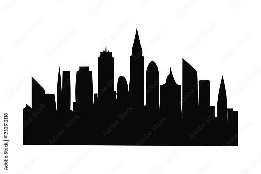 Obraz premium City Skyline Silhouette With Tall Buildings