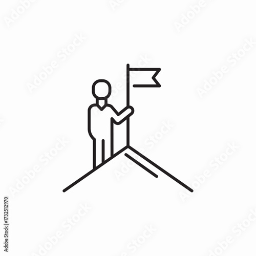 leader mountain flag reach icon sign vector