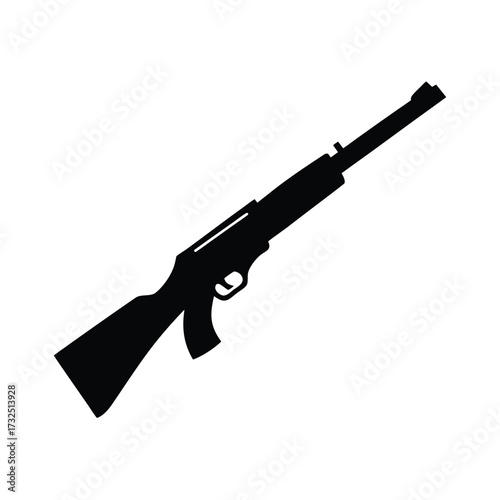 Firearms Silhouette On White Background