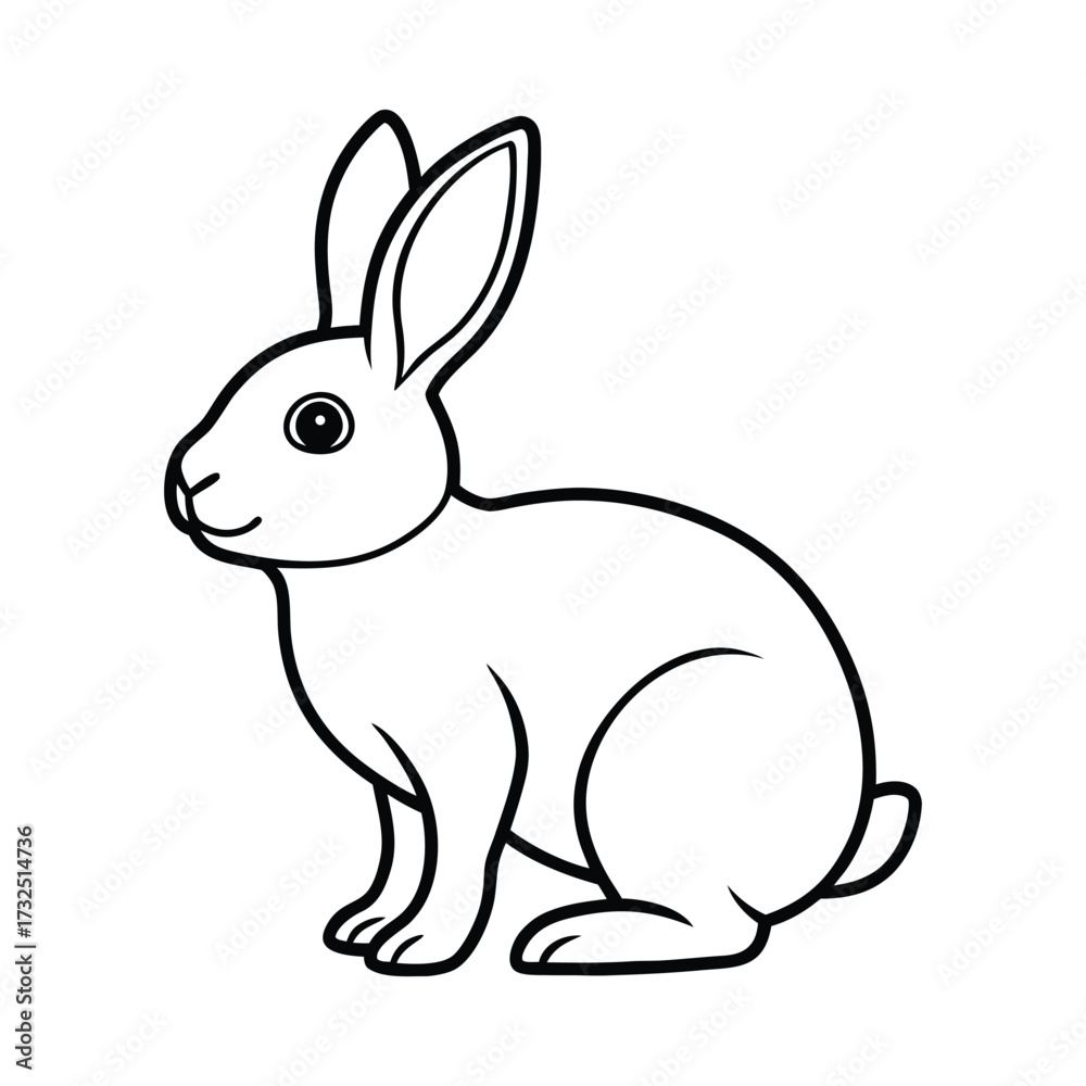 Fototapeta premium Bunny Line Art On White Background