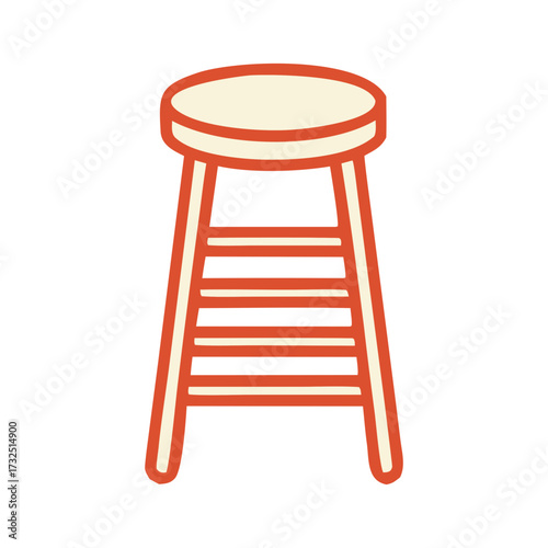 A simple stylized illustration of a tall backless stool with a round seat and four legs connected by rungs