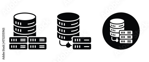 Server storage icon collection in glyph and mixed style design pack