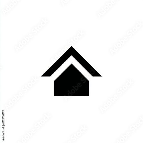 Minimalist House Home Outline Icon, in black and white, representing property and dwelling