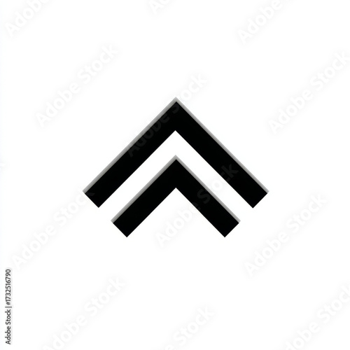 Minimalist Double Chevron Up Icon, in black and white, representing upload and scrolling direction