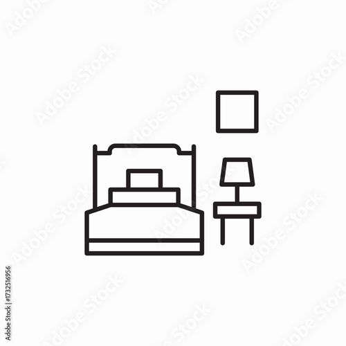 bedroom nightstans lamp bed icon sign vector