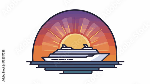 Luxury cruise ship at sunset