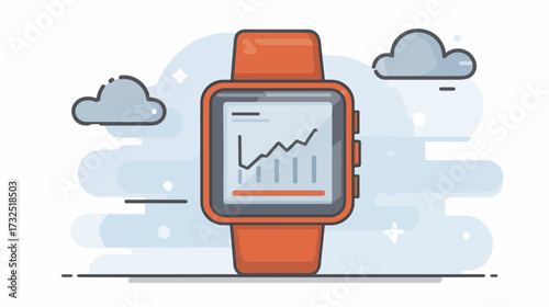 Orange smartwatch with graph display