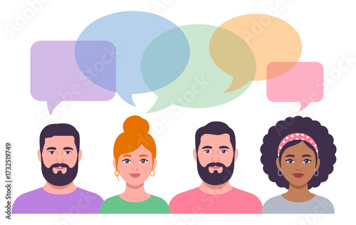 A creative illustration displaying diverse faces in a row, symbolizing different perspectives and the importance of inclusivity and understanding in modern society.