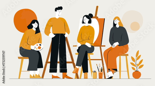 People painting in a studio