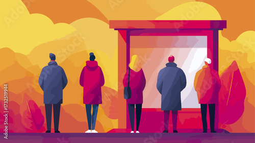 People watching display outdoors