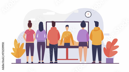 People watching video conference