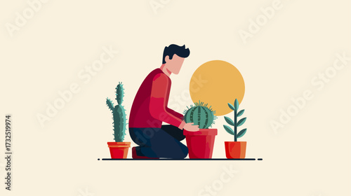 Person caring for succulents