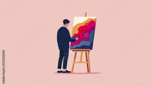 Person painting abstract art