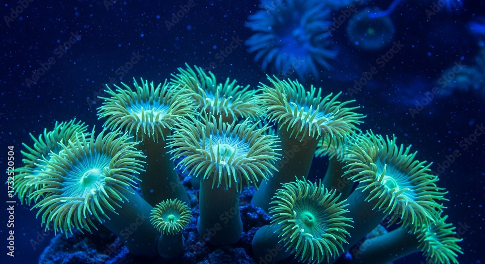 Fototapeta premium Green Star Polyps Corals Reef Aquarium