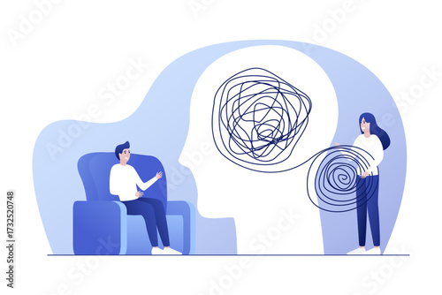 Mental Health Therapy Session – Untangling Thoughts Illustration