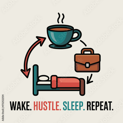 Wake Hustle Sleep Repeat Daily Routine Business Success T Shirt Design