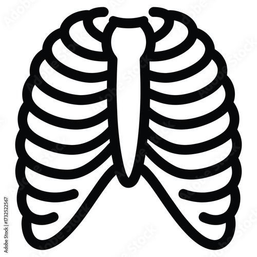  Stylized outline illustration of the human rib cage and sternum anatomy